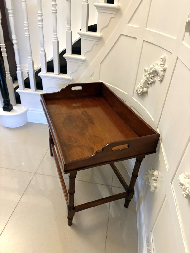 Antique George III Quality Mahogany Tray Top Lamp Table - Image 4